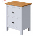 Тумба прикроватная 2 ящика IKEA Style (Россия), цвет – белый + светло-коричневый