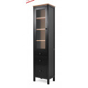 Шкаф-витрина однодверная (малая) 3 ящика IKEA Style, цвет – черный / светло-коричневый