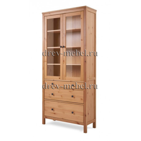 Шкаф-витрина двухдверная IKEA Style 3 ящика, цвет – светло-коричневый
