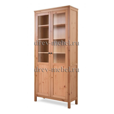 Шкаф-витрина двухдверная IKEA Style с дверями пн/ст, цвет – светло-коричневый