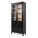 Шкаф-витрина двухдверная IKEA Style 3 ящика, цвет – черный, светло-коричневый