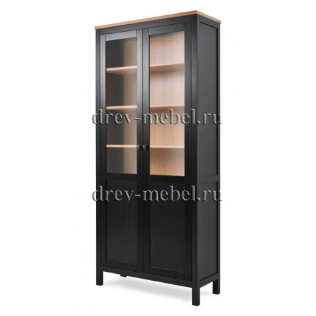Шкаф-витрина двухдверная IKEA Style с дверями пн/ст, цвет – черный